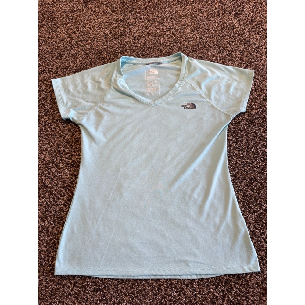 North Face Womens Small V Neck Shirt Blue